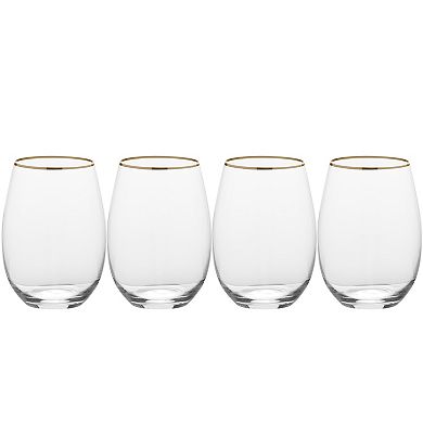 Mikasa Julie Gold 4 pc Stemless Wine Glasses Set