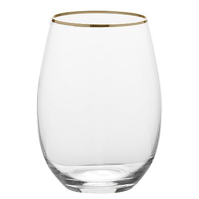 Mikasa Julie Gold 4 pc Stemless Wine Glasses Set