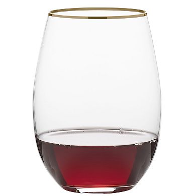 Mikasa Julie Gold 4 pc Stemless Wine Glasses Set