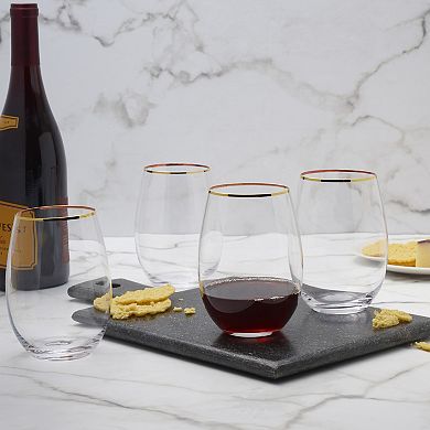 Mikasa Julie Gold 4 pc Stemless Wine Glasses Set