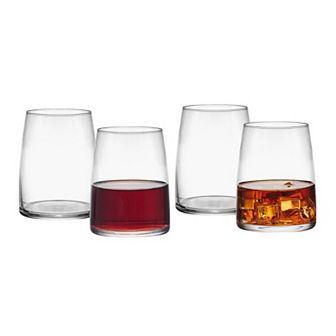 Mikasa Cora 4 pc Stemless Wine Double Old Fashioned Glasses Set