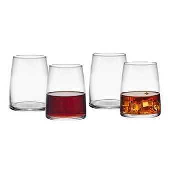 Mikasa Cora 4 pc Stemless Wine Double Old Fashioned Glasses Set