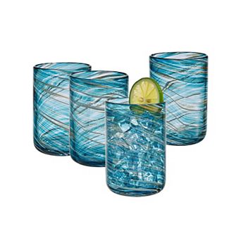 Mikasa Color Swirl 4 pc Double Old Fashioned Glasses Set