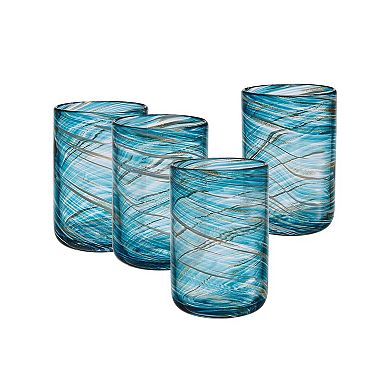 Mikasa Color Swirl 4 pc Double Old Fashioned Glasses Set