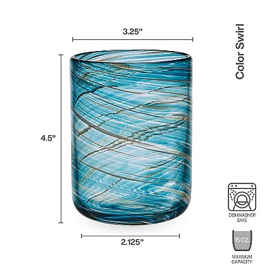 Mikasa Color Swirl 4 pc Double Old Fashioned Glasses Set