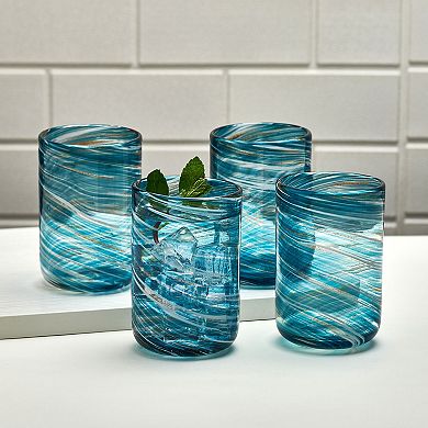 Mikasa Color Swirl 4 pc Double Old Fashioned Glasses Set