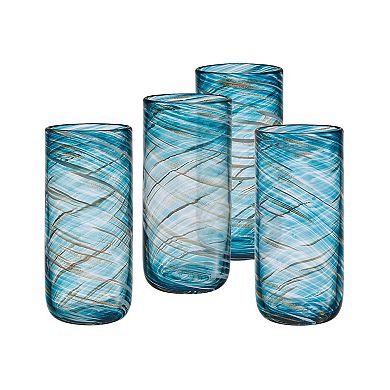Mikasa Color Swirl 4 pc Highball Glasses Set