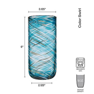 Mikasa Color Swirl 4 pc Highball Glasses Set