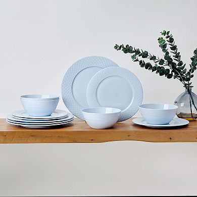 Mikasa Trellis 12-pc. Misty Blue Dinnerware Set