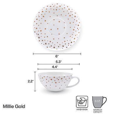 Mikasa Millie Gold 4 pc Cup & Saucer Set