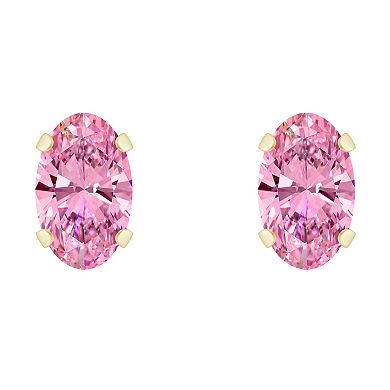 Celebration Gems 10k Gold Oval Cubic Zirconia Stud Earrings
