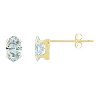Celebration Gems 10k Gold Oval Cubic Zirconia Stud Earrings