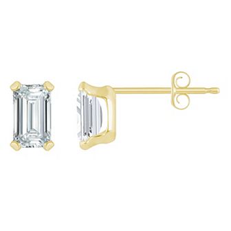Celebration Gems 10k Gold Emerald-Cut Cubic Zirconia Stud Earrings