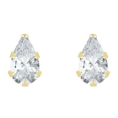 Celebration Gems 10k Gold Pear-Shape Cubic Zirconia Stud Earrings