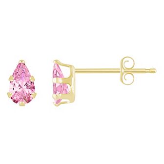 Celebration Gems 10k Gold Pear-Shape Cubic Zirconia Stud Earrings
