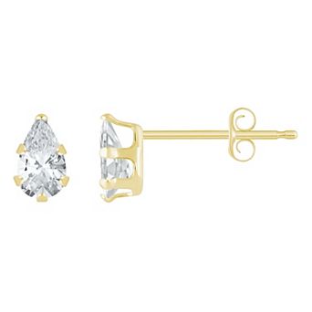 Celebration Gems 10k Gold Pear-Shape Cubic Zirconia Stud Earrings