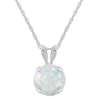 Celebration Gems 10k Gold Round Lab-Created Opal Pendant Necklace