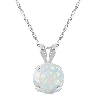 Celebration Gems 10k Gold Round Lab Created Opal Pendant Necklace