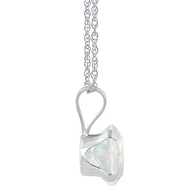 Celebration Gems 10k Gold Round Lab-Created Opal Pendant Necklace