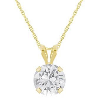 Celebration Gems 10k Gold Round White Topaz Pendant Necklace