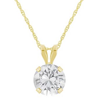 Celebration Gems 10k Gold Round White Topaz Pendant Necklace