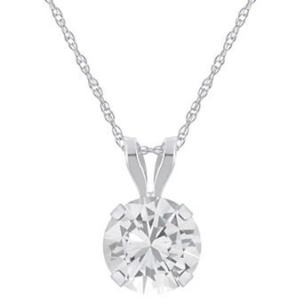 Celebration Gems 10k Gold Round White Topaz Pendant Necklace