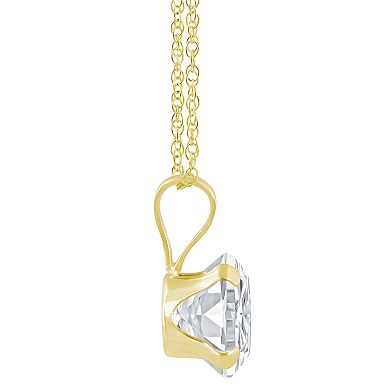 Celebration Gems 10k Gold Round White Topaz Pendant Necklace