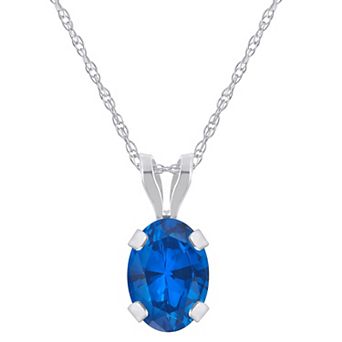 Celebration Gems 10k Gold Oval Lab-Created Sapphire Pendant Necklace