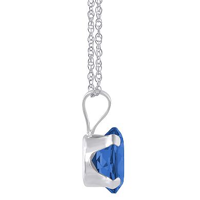 Celebration Gems 10k Gold Oval Lab-Created Sapphire Pendant Necklace