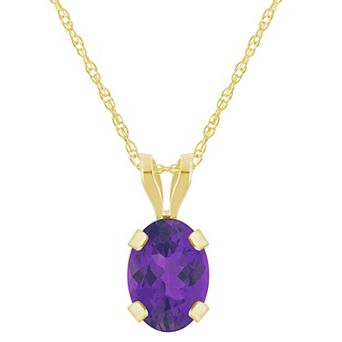 Celebration Gems 10k Gold Oval Amethyst Pendant Necklace