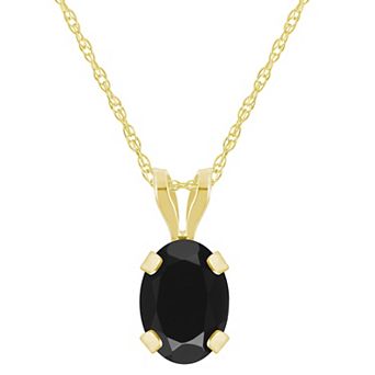 Celebration Gems 10k Gold Oval Black Onyx Pendant Necklace