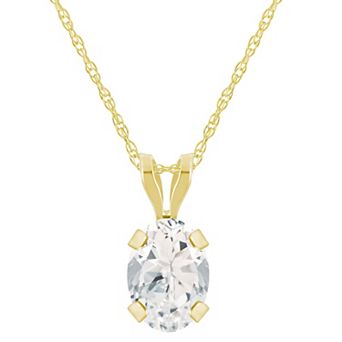 Celebration Gems 10k Gold Oval White Topaz Pendant Necklace