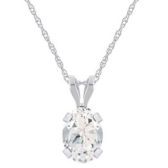 Celebration Gems 10k Gold Oval White Topaz Pendant Necklace
