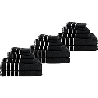 Lavish Home 18 pc Combed Cotton Rice Weave Bath Towel Set