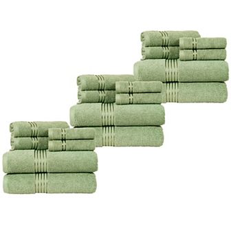 Lavish Home 18 pc Cotton Glossy Stripe Bath Towel Set