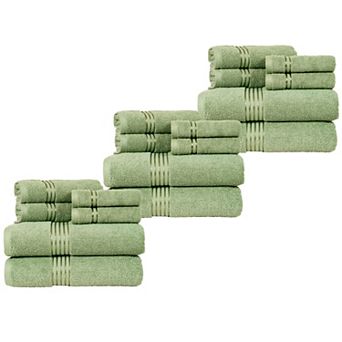Lavish Home 18 pc Cotton Glossy Stripe Bath Towel Set