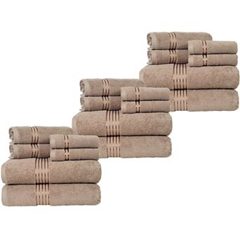 Lavish Home 18 pc Cotton Glossy Stripe Bath Towel Set