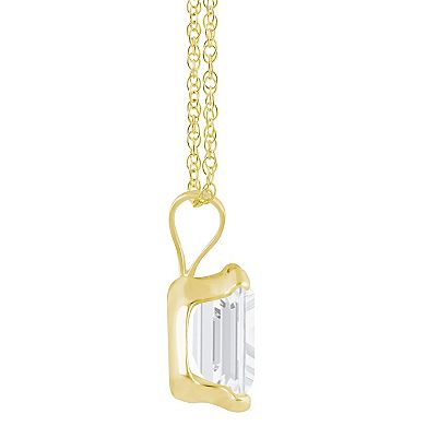 Celebration Gems 10k Gold Emerald-Cut White Topaz Pendant Necklace
