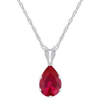 Celebration Gems 10k Gold Pear-Shape Lab-Created Ruby Pendant Necklace