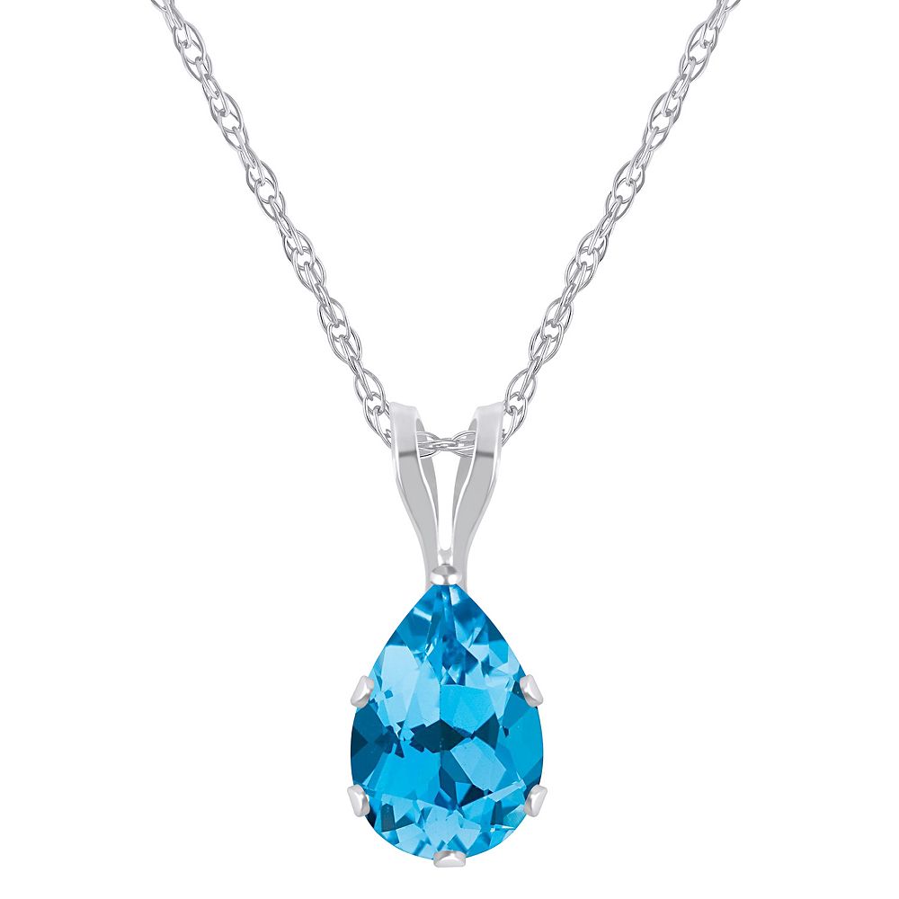 Celebration Gems 10k Gold Pear-shape Blue Topaz Pendant Necklace