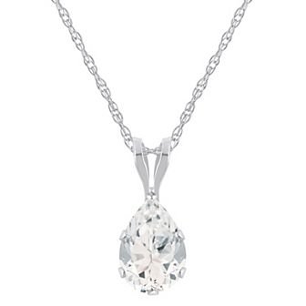 Celebration Gems 10k Gold Pear-Shape White Topaz Pendant Necklace