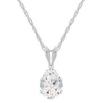 Celebration Gems 10k Gold Pear-Shape White Topaz Pendant Necklace