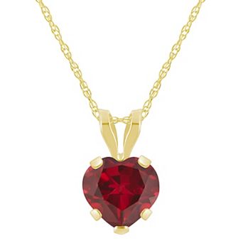 Celebration Gems 10k White Gold Heart Shape Lab-Created Ruby Pendant Necklace