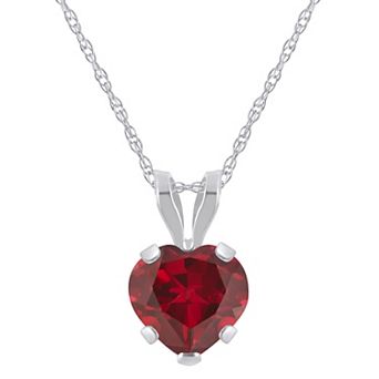 Celebration Gems 10k White Gold Heart Shape Lab-Created Ruby Pendant Necklace