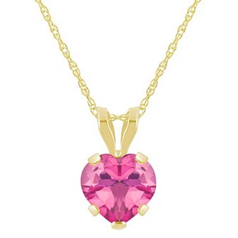 Celebration Gems 10k Gold Heart Shape Pink Topaz Pendant Necklace