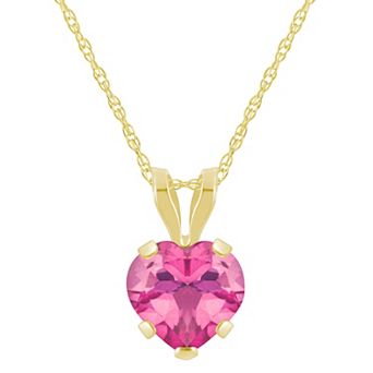 Celebration Gems 10k Gold Heart Shape Pink Topaz Pendant Necklace