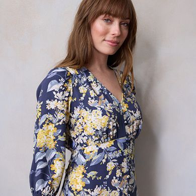 Petite LC Lauren Conrad V-Neck Button-Front Midi Dress