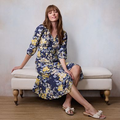 Petite LC Lauren Conrad V-Neck Button-Front Midi Dress