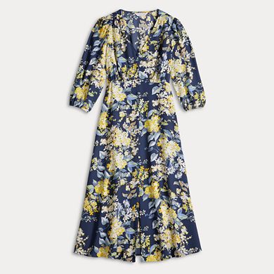 Petite LC Lauren Conrad V-Neck Button-Front Midi Dress