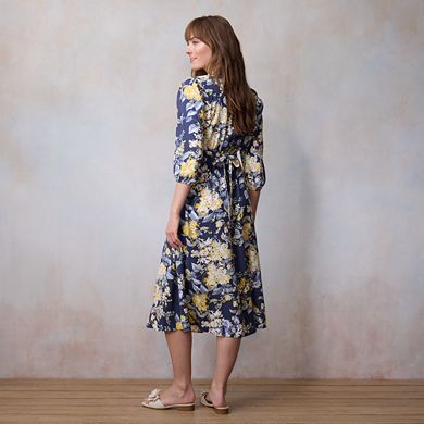 Petite LC Lauren Conrad V-Neck Button-Front Midi Dress